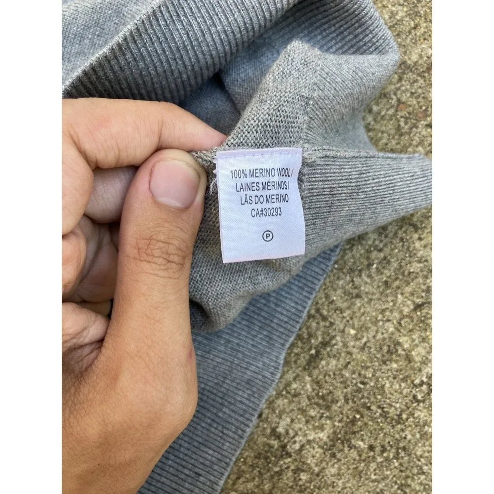 Fairway & Greene Mens L Italian Merino Wool Heather Grey 1/4 Zip Sweater Golf